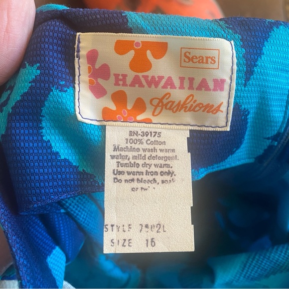 Vintage Sears Hawaiian Fashions • Blue Tropical Floral Maxi Dress • Size 16 - Picture 8 of 8